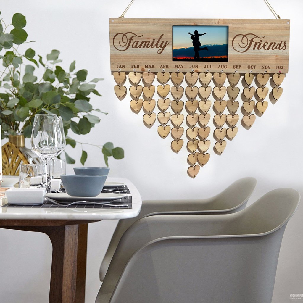 Gifts for Moms Dads - Wooden Family Birthday Reminder Calendar Board