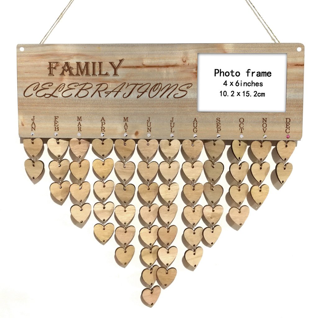 Gifts for Moms Dads - Wooden Family Birthday Reminder Calendar Board