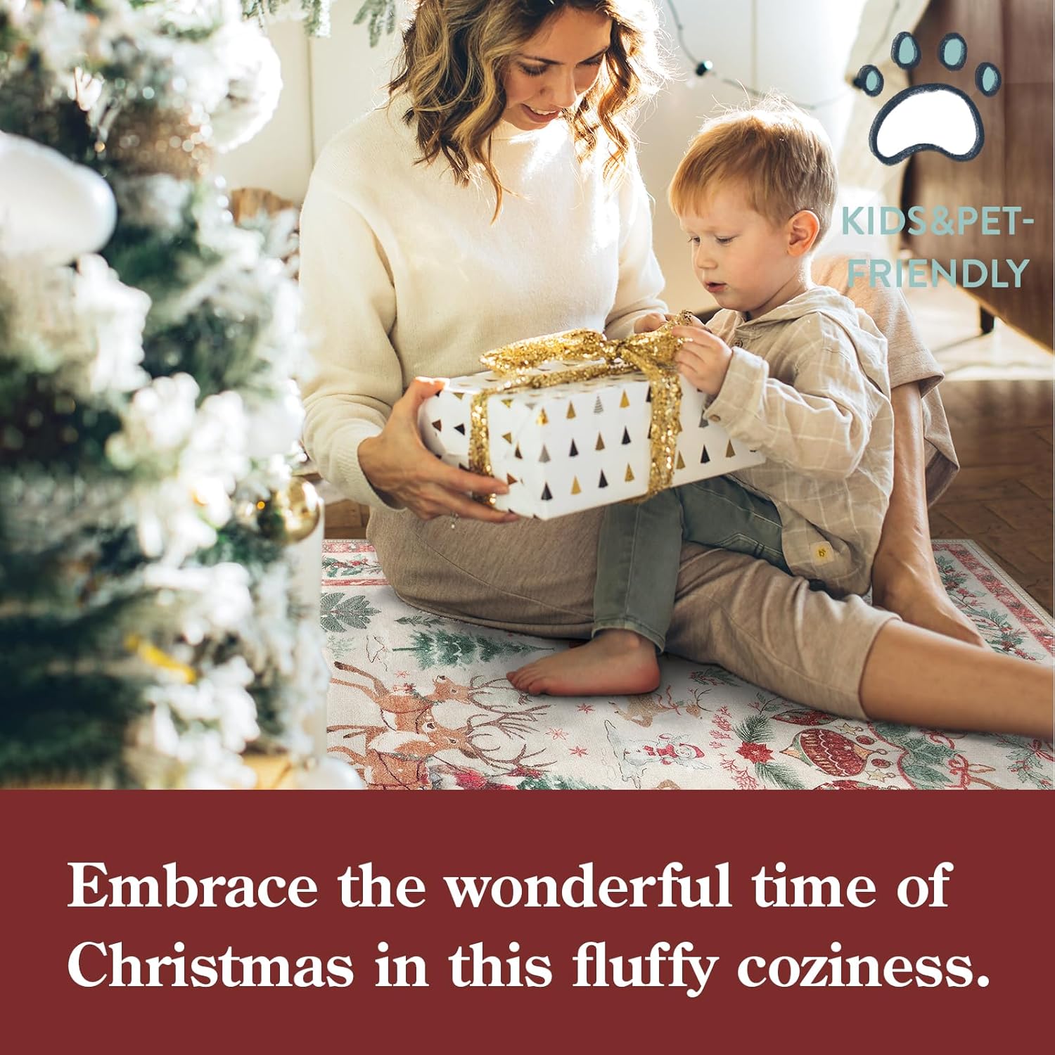 🎄🔥Soft Christmas Tree Santa Claus Carpet Runner