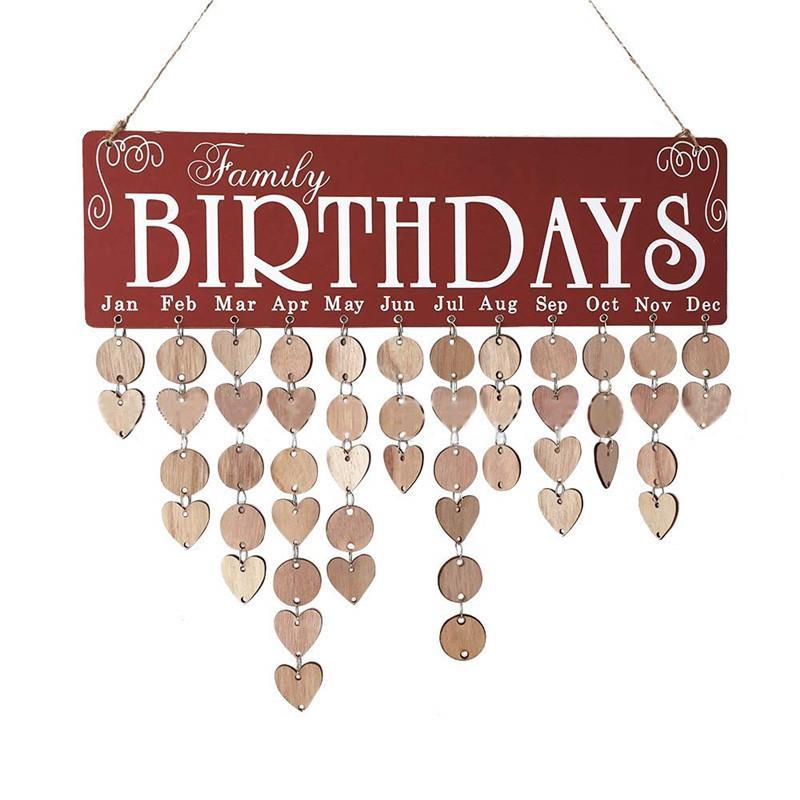 Gifts for Moms Dads - Wooden Family Birthday Reminder Calendar Board