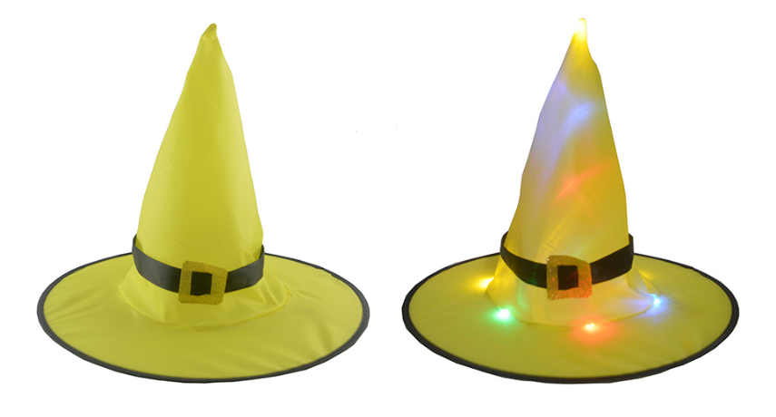 (2Pcs)HALLOWEEN Decorations Glowing Witch Hat Decorations 2 in 1 Hanging/Wearable