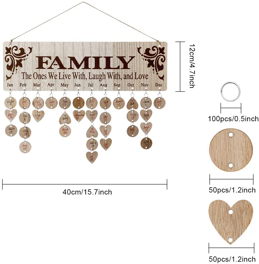Xmas Sale Buy 2 Get 1 Free - Wooden Family Birthday Reminder Calendar Board