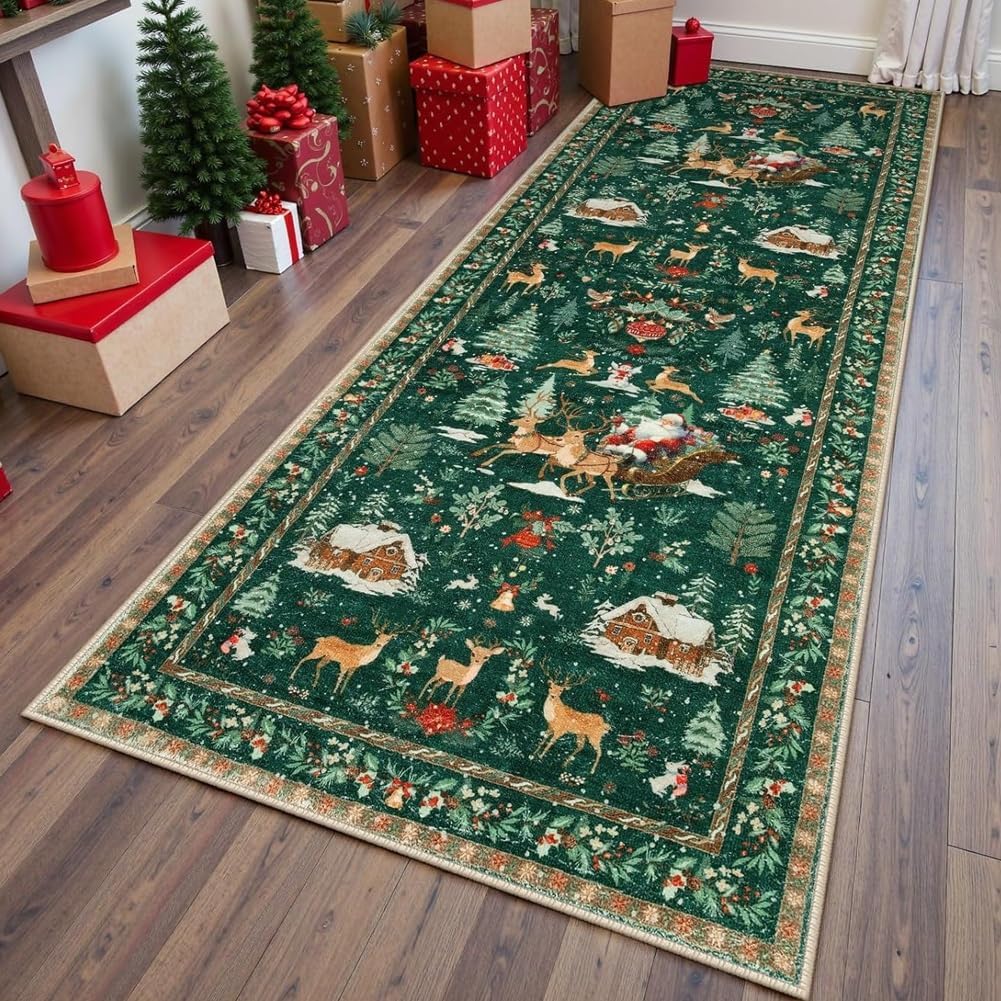 🎄🔥Soft Christmas Tree Santa Claus Carpet Runner