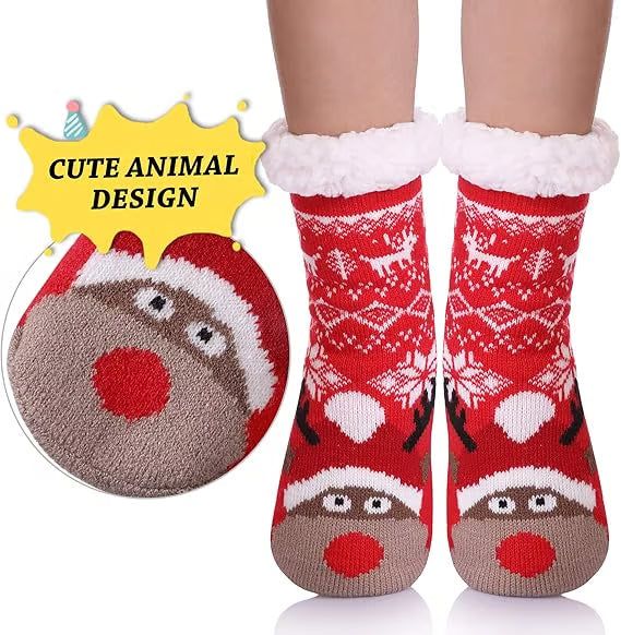Cute Animal Ultra-thick Cashmere Slipper Home Socks