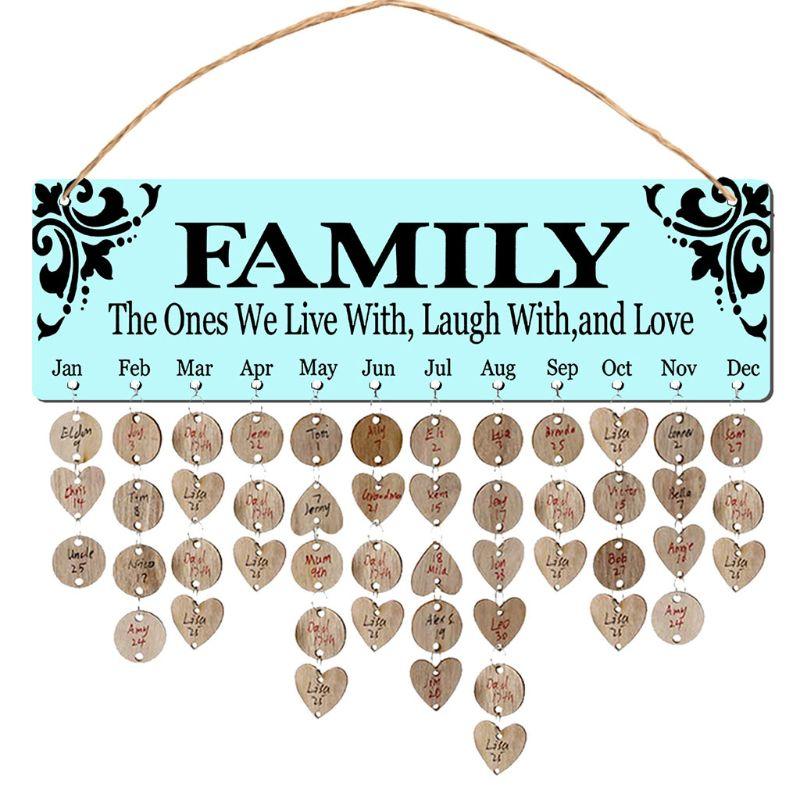 Gifts for Moms Dads - Wooden Family Birthday Reminder Calendar Board