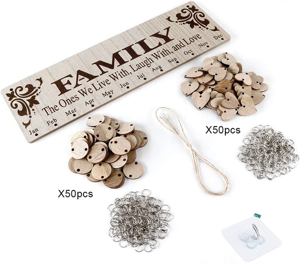 Gifts for Moms Dads - Wooden Family Birthday Reminder Calendar Board